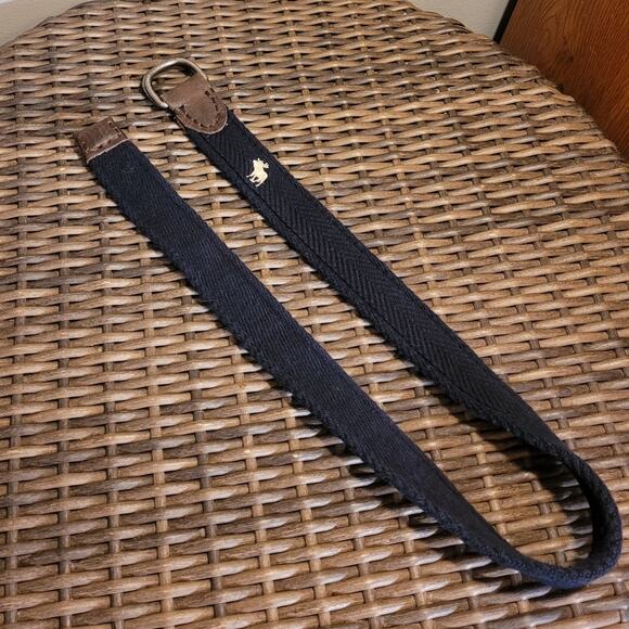 Abercrombie Fitch Woven Belt Blue Brown Leather D Ring Logo Moose Preppy 35.5 - Picture 5 of 7
